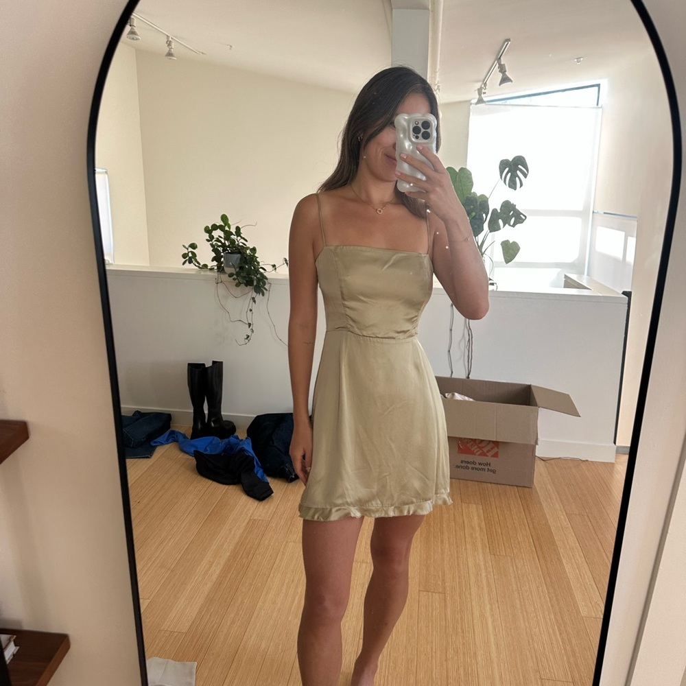Aritzia Cream Spaghetti Strap Dress